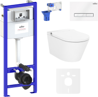 Комплект Lavinia Boho Унитаз подвесной Smart V-Clean 3359102R с микролифтом + Инсталляция RelFix 38010010 + Кнопка RelFix 3805003W + Дозатор RelFix 38040010