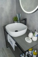 Накладная раковина GID Geometrico D1301 43 глянцевая белая, квадратная, фаянс