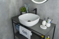 Накладная раковина GID Geometrico D1301 43 глянцевая белая, квадратная, фаянс