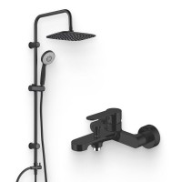 Душевой комплект Смеситель Aquanet Passion AF300-20B + Стойка AF300-70-RC-B