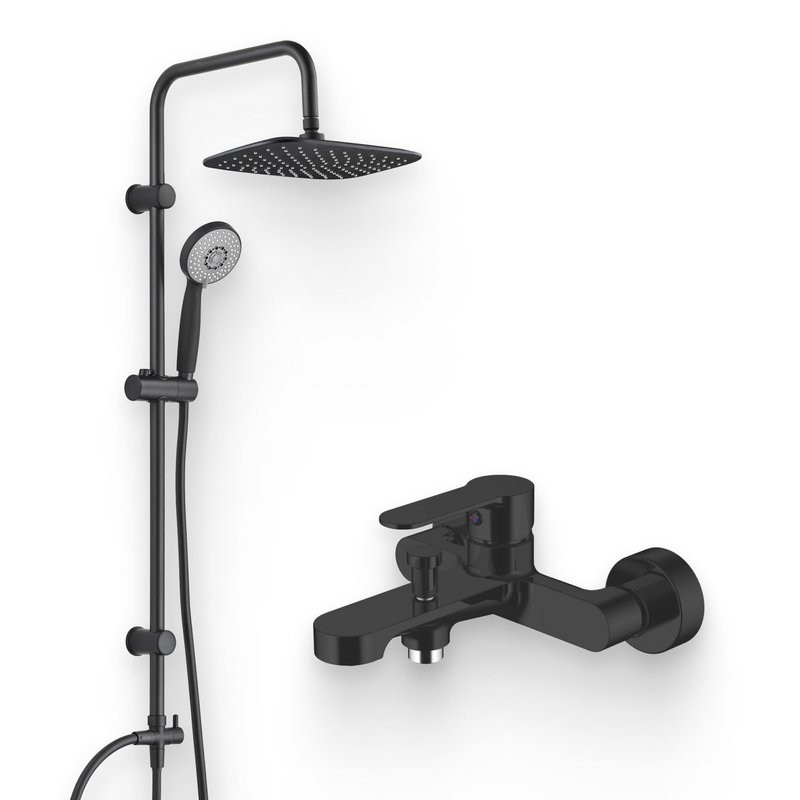 Душевой комплект Смеситель Aquanet Passion AF300-20B + Стойка AF300-70-RC-B