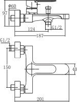 Душевой комплект Смеситель Aquanet Passion AF300-20B + Стойка AF300-70-RC-B