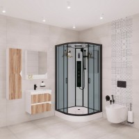 Душевая кабина Niagara Premium NG-6901-01G BLACK 90х90х210 черная, с низким поддоном