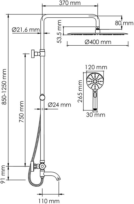 Душевая стойка Wasserkraft Berkel A188.117.127.010.CH Thermo с термостатом, хром