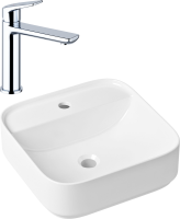 Комплект Накладная раковина Lavinia Boho Bathroom Sink Slim 33311007 + Смеситель Wellsee ICON! for life 182301000 хром