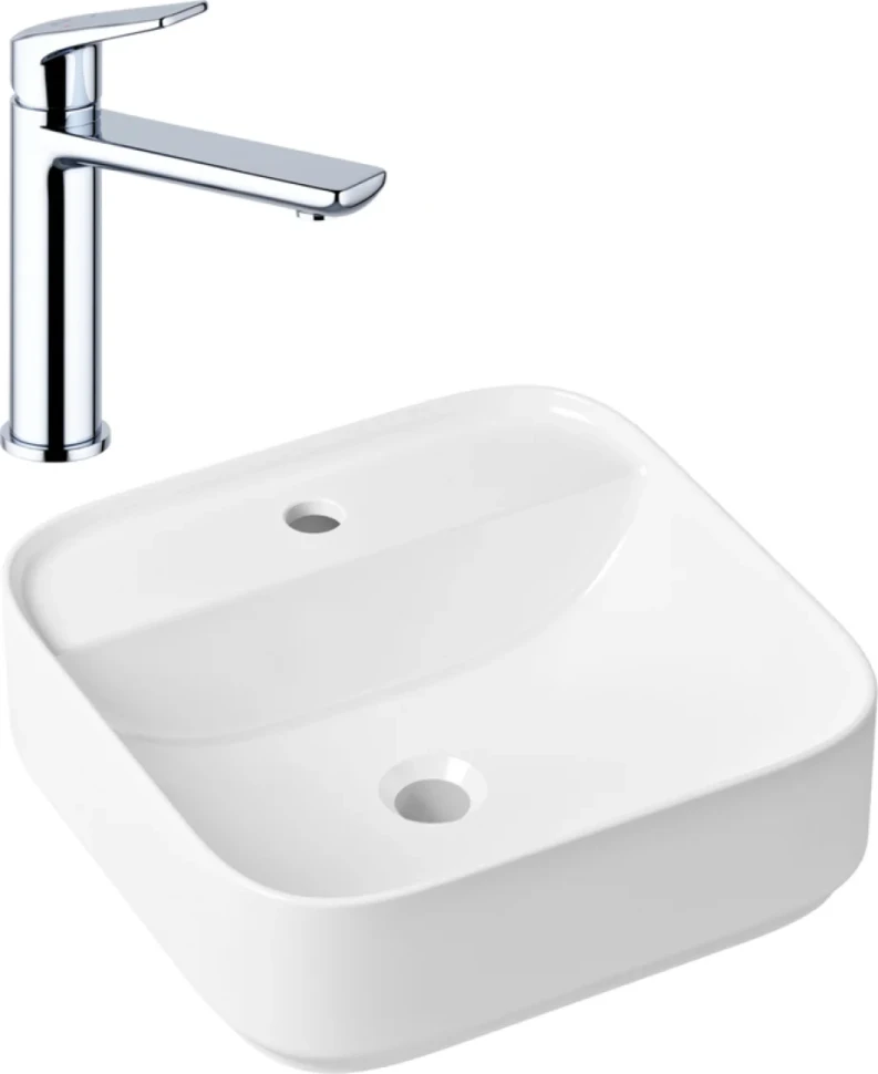 Комплект Накладная раковина Lavinia Boho Bathroom Sink Slim 33311007 + Смеситель Wellsee ICON! for life 182301000 хром