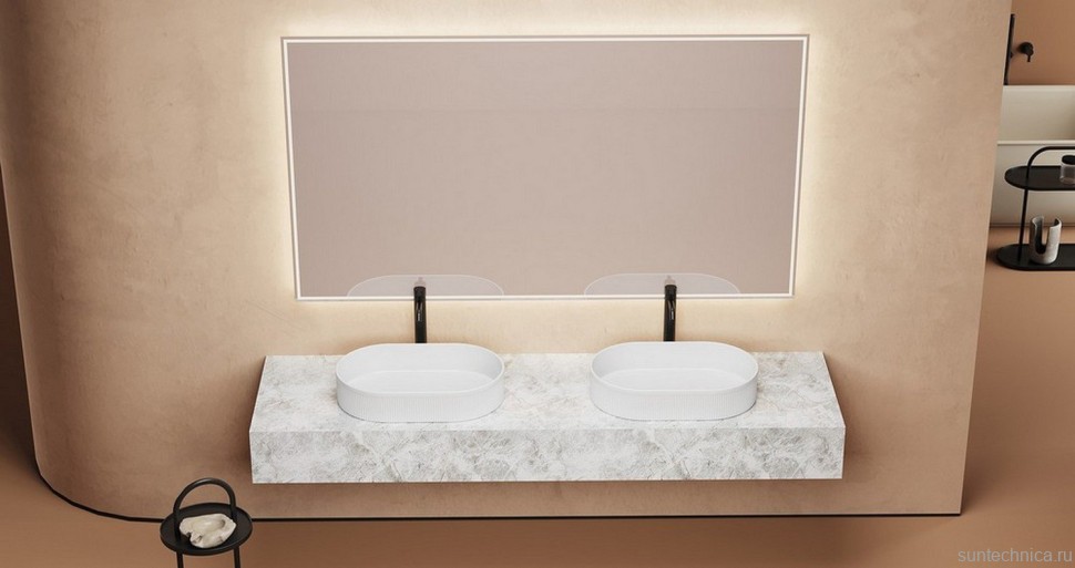 Накладная раковина Abber Bequem AC2116MW 58 матовая белая, овальная, фаянс