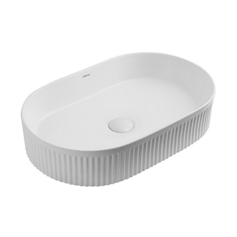 Накладная раковина Abber Bequem AC2116MW 58 матовая белая, овальная, фаянс