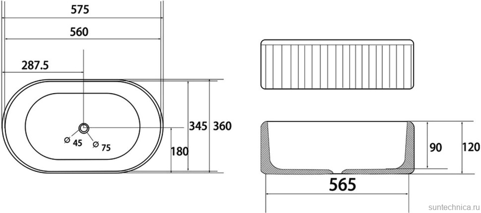 Накладная раковина Abber Bequem AC2116MW 58 матовая белая, овальная, фаянс