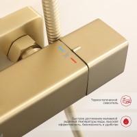 Душевая стойка Raglo R22.26.03 с термостатом, сатин золотой