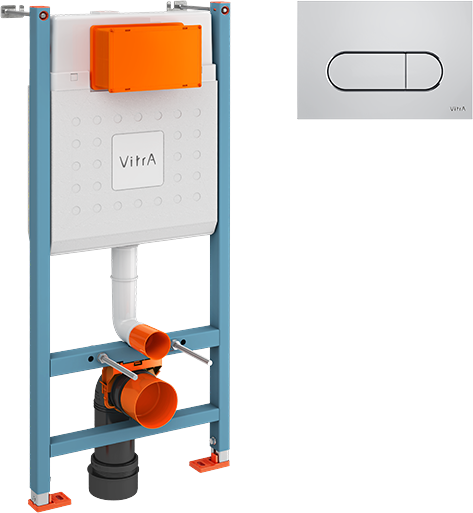 Комплект Унитаз подвесной Norm Fit + Крышка 803-003-701 + Инсталляция VitrA V-Fix Core 732-5800-01 с кнопкой смыва Root R 740-2280 хром