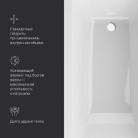 Акриловая ванна AM.PM Gem W93A 150x70 см, пристенная, белая, с каркасом, с экраном