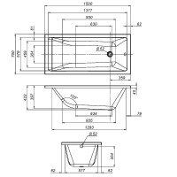 Акриловая ванна AM.PM Gem W93A 150x70 см, пристенная, белая, с каркасом, с экраном