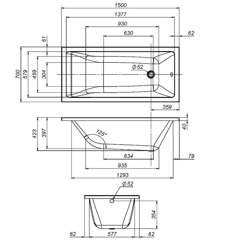 Акриловая ванна AM.PM Gem W93A 150x70 см, пристенная, белая, с каркасом, с экраном