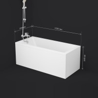 Акриловая ванна AM.PM Gem W93A 150x70 см, пристенная, белая, с каркасом, с экраном