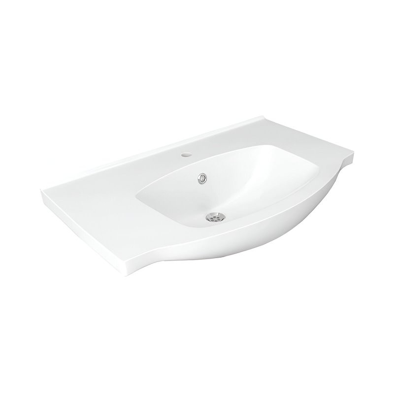 Мебельная раковина Belux Неаполь Сканди 85 накладная, глянцевая белая, искусственный мрамор