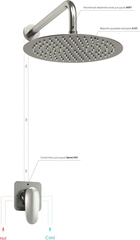 Душевой комплект Wasserkraft Spree A1451.097.121 С ВНУТРЕННЕЙ ЧАСТЬЮ, никель