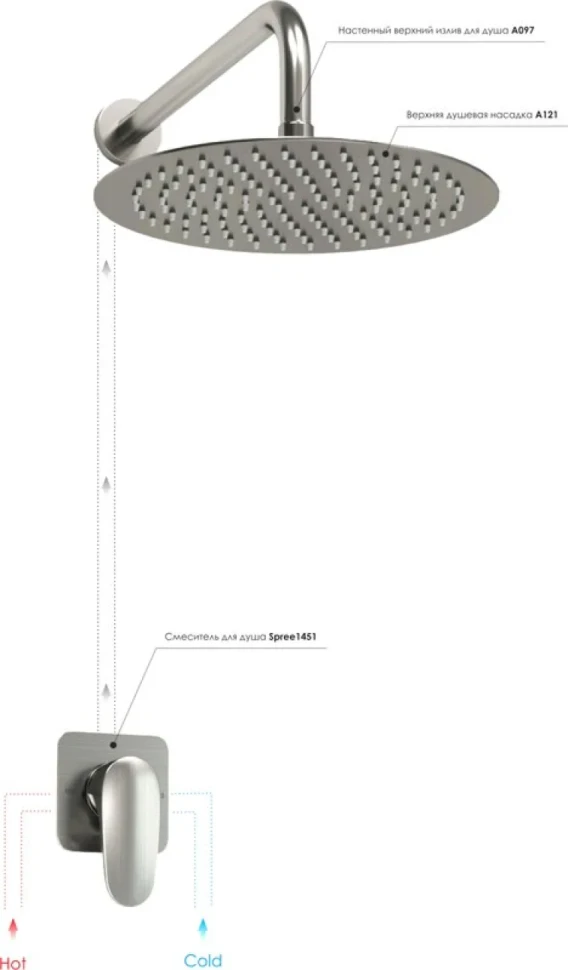 Душевой комплект Wasserkraft Spree A1451.097.121 С ВНУТРЕННЕЙ ЧАСТЬЮ, никель