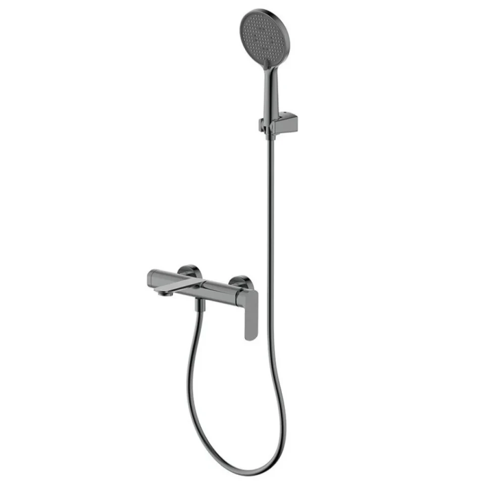 Смеситель для ванны с душевым гарнитуром, метал Gun metal, AQUAme Monza AQM6312GM