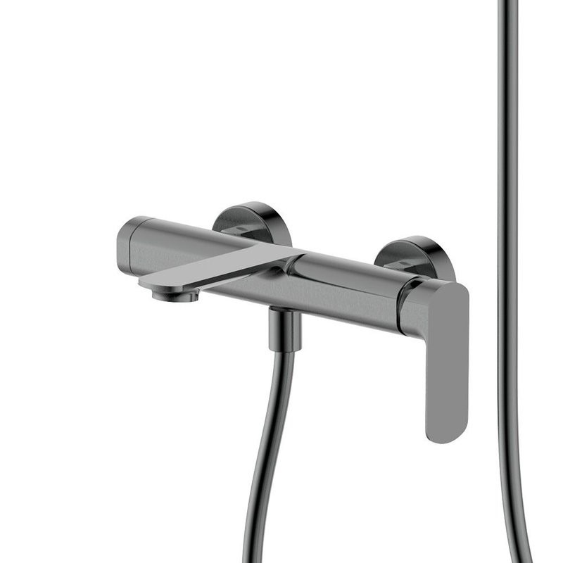 Смеситель для ванны с душевым гарнитуром, метал Gun metal, AQUAme Monza AQM6312GM