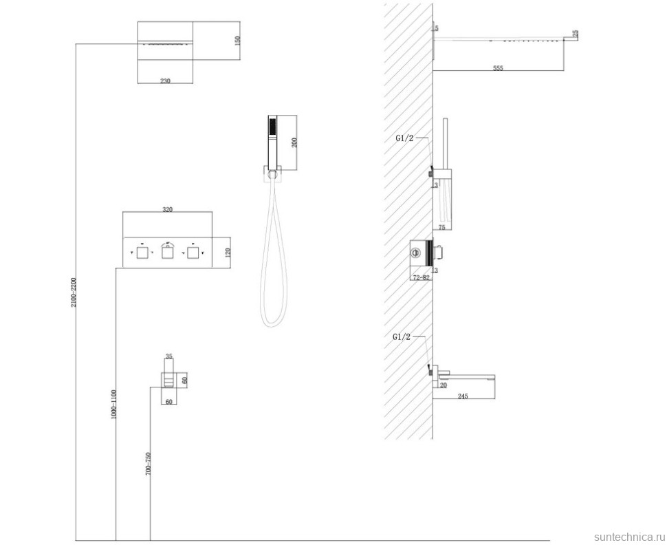Душевой комплект Abber Daheim AF8253 С ВНУТРЕННЕЙ ЧАСТЬЮ, хром