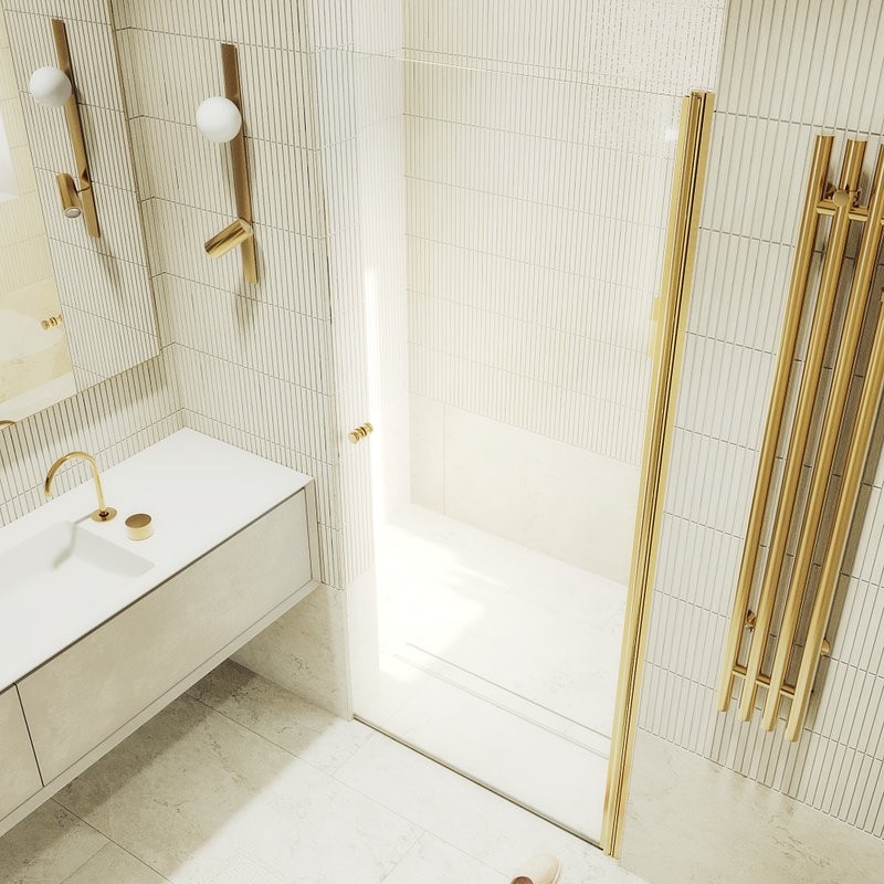 Душевая дверь в нишу Maybahglass MGD-797-3 60 см, профиль золото, стекло прозрачное