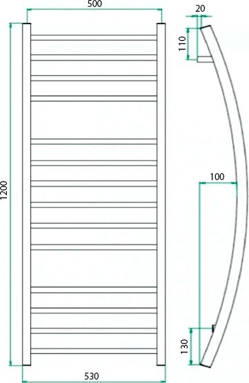 Полотенцесушитель водяной Grota Primo 53x120