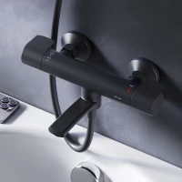 Термостатический смеситель AM.PM X-Joy F85A50022 для ванны с душем, черный