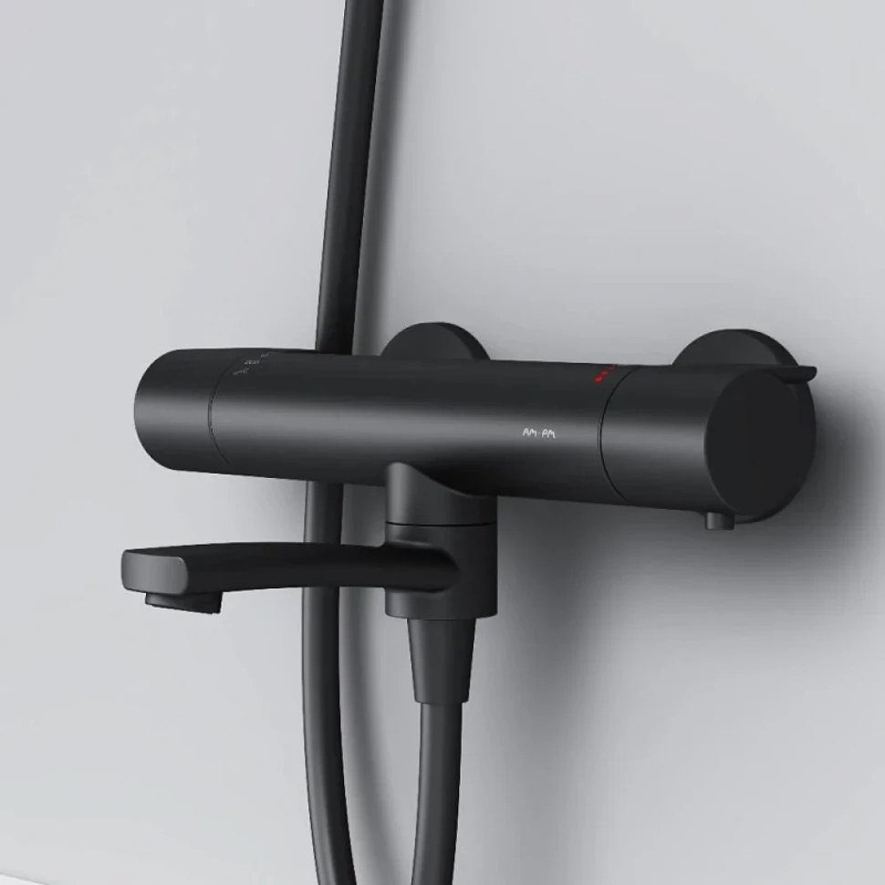 Термостатический смеситель AM.PM X-Joy F85A50022 для ванны с душем, черный