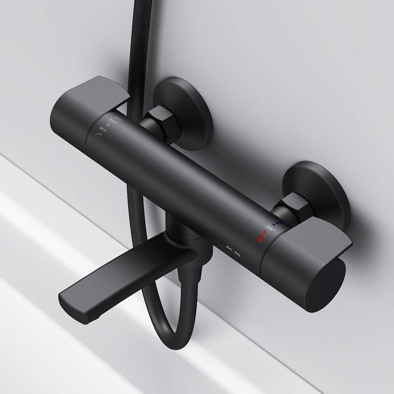 Термостатический смеситель AM.PM X-Joy F85A50022 для ванны с душем, черный