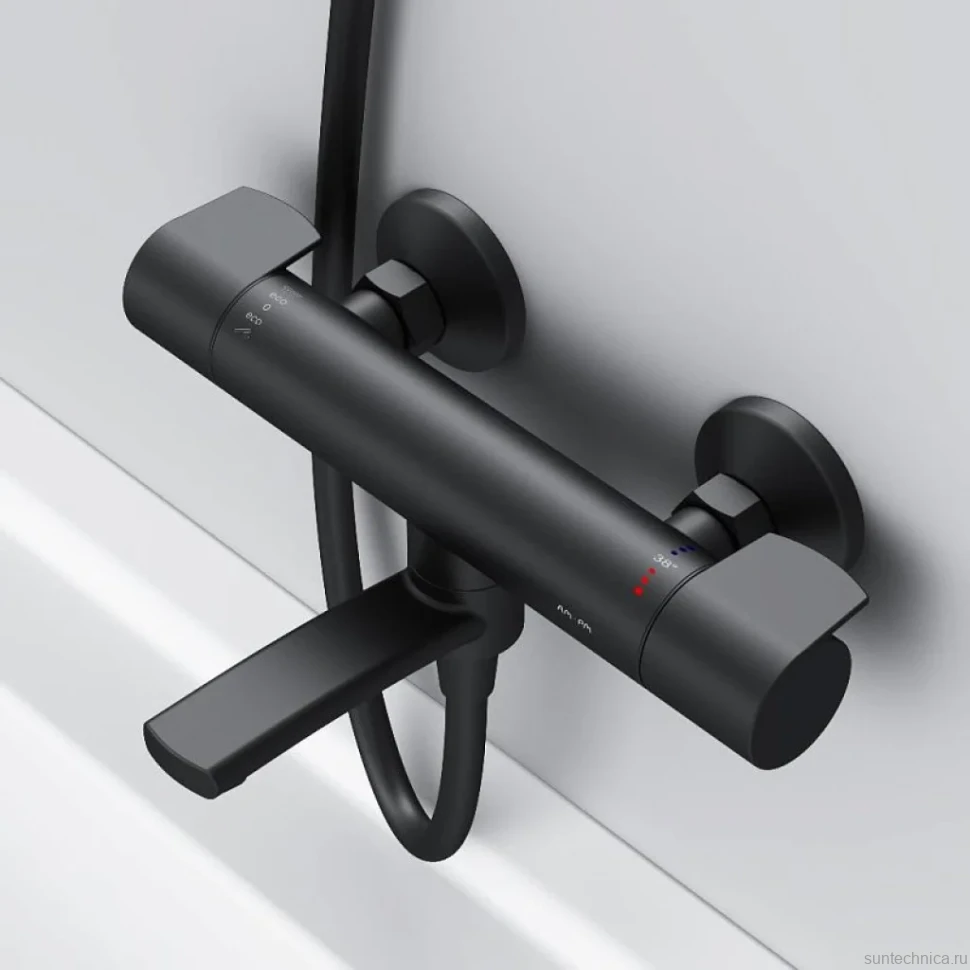 Термостатический смеситель AM.PM X-Joy F85A50022 для ванны с душем, черный