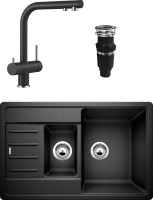 Комплект Мойка Blanco Legra 45 S Compact антрацит + Измельчитель Bone Crusher BC 610-AS + Смеситель Fontas II Silgranit 525139
