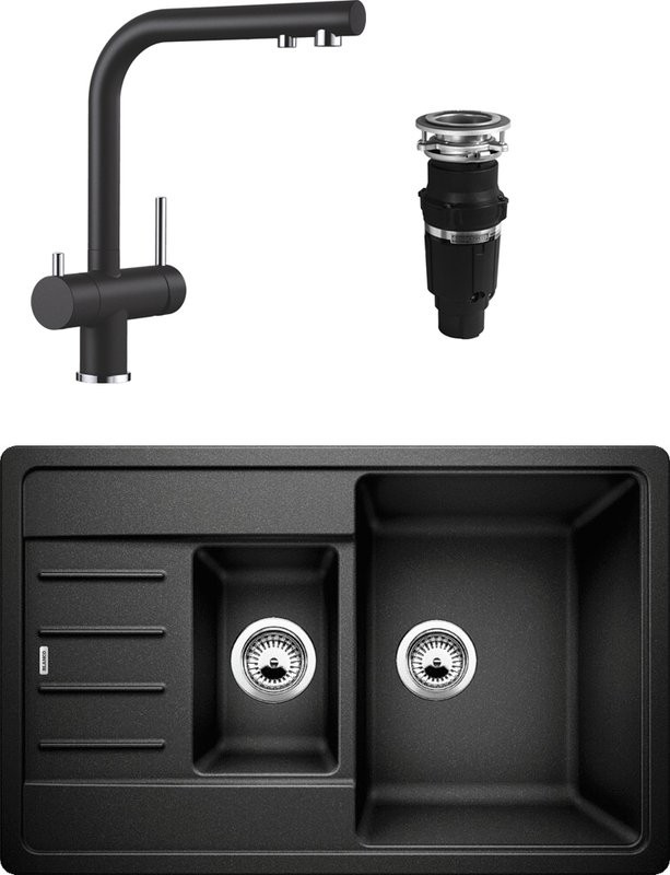 Комплект Мойка Blanco Legra 45 S Compact антрацит + Измельчитель Bone Crusher BC 610-AS + Смеситель Fontas II Silgranit 525139
