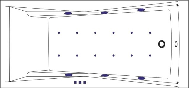 Акриловая ванна WHITECROSS Palace Relax 180x80 см, встраиваемая, с гидромассажем, белый глянец, с каркасом, со сливом-переливом, фурнитура бронза