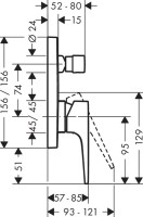 Встраиваемый смеситель для душа и ванны Hansgrohe Metropol 32545000 С ВНУТРЕННЕЙ ЧАСТЬЮ, хром