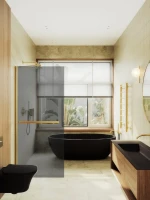 Душевая перегородка Maybahglass MGD-711-3ш 109 см, профиль золото, стекло графит