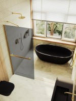 Душевая перегородка Maybahglass MGD-711-3ш 109 см, профиль золото, стекло графит