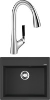 Комплект Мойка Omoikiri Daisen 60-BL черная + Смеситель Jacob Delafon Malleco E562-CP