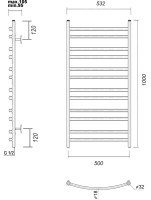 Полотенцесушитель водяной Domoterm Калипсо П12 50x100, античная бронза