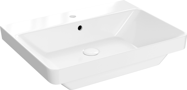 Мебельная раковина STWORKI Ларвик 61 накладная, белая, прямоугольная, фаянс