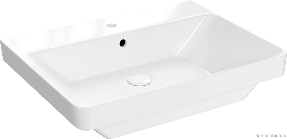 Мебельная раковина STWORKI Ларвик 61 накладная, белая, прямоугольная, фаянс