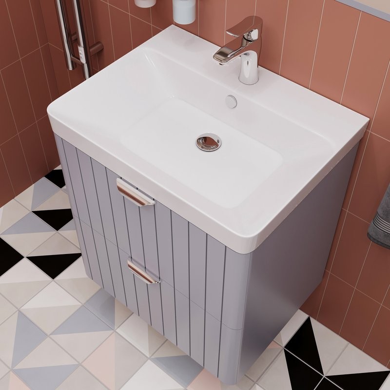 Мебельная раковина STWORKI Ларвик 61 накладная, белая, прямоугольная, фаянс