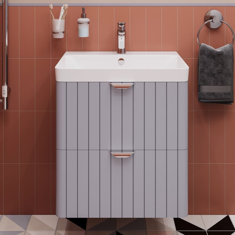 Мебельная раковина STWORKI Ларвик 61 накладная, белая, прямоугольная, фаянс