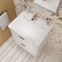 Мебельная раковина STWORKI Ларвик 61 накладная, белая, прямоугольная, фаянс