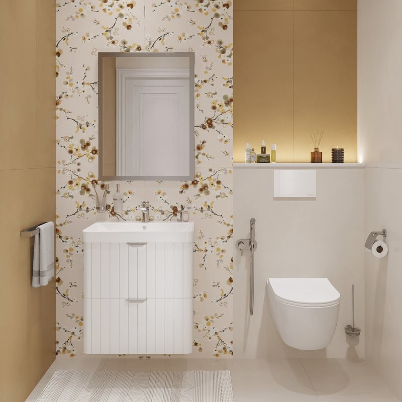 Мебельная раковина STWORKI Ларвик 61 накладная, белая, прямоугольная, фаянс