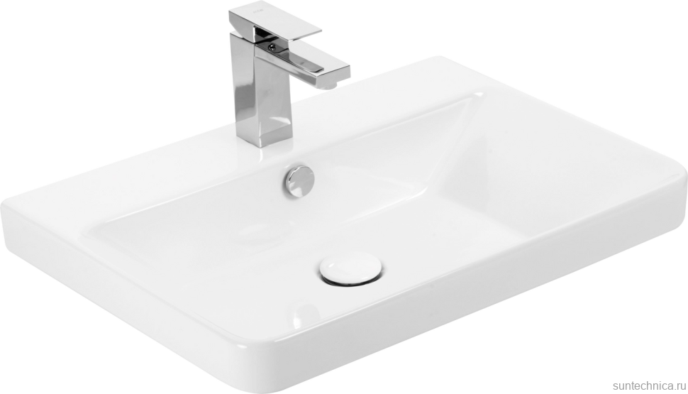Мебельная раковина STWORKI Ларвик 61 накладная, белая, прямоугольная, фаянс