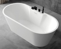 Акриловая ванна Abber AB9299-1.6 160x80 см, отдельностоящая, белая, овальная, с каркасом, со сливом-переливом