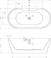 Акриловая ванна Abber AB9299-1.6 160x80 см, отдельностоящая, белая, овальная, с каркасом, со сливом-переливом