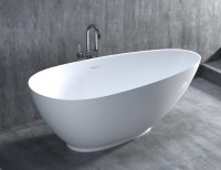 Ванна из искусственного камня Salini Paola S-Sense 160x75 см, отдельностоящая, белая, овальная, со сливом-переливом, с донным клапаном