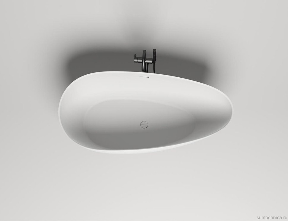 Ванна из искусственного камня Salini Paola S-Sense 160x75 см, отдельностоящая, белая, овальная, со сливом-переливом, с донным клапаном